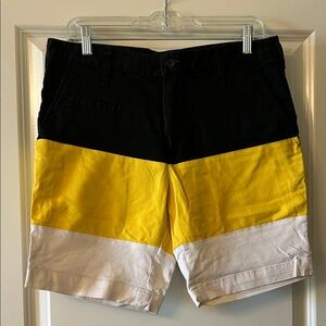 Men's Color Block Shorts - Black, Yellow, and White EUC